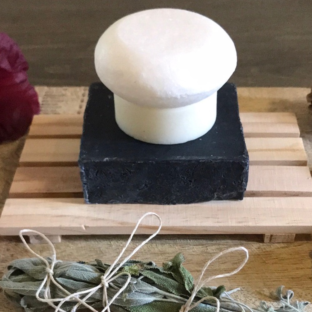 SET OF 3•ORGANIC CHARCOAL face bar soap•PEPPERMINT shampoo/conditioner b…
